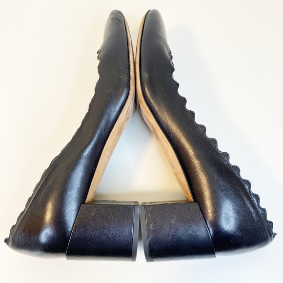 Chloe Black Scalloped Heels with Block Heel - Picture 6 of 8